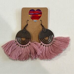 Bohemian Pink Tassel Earrings